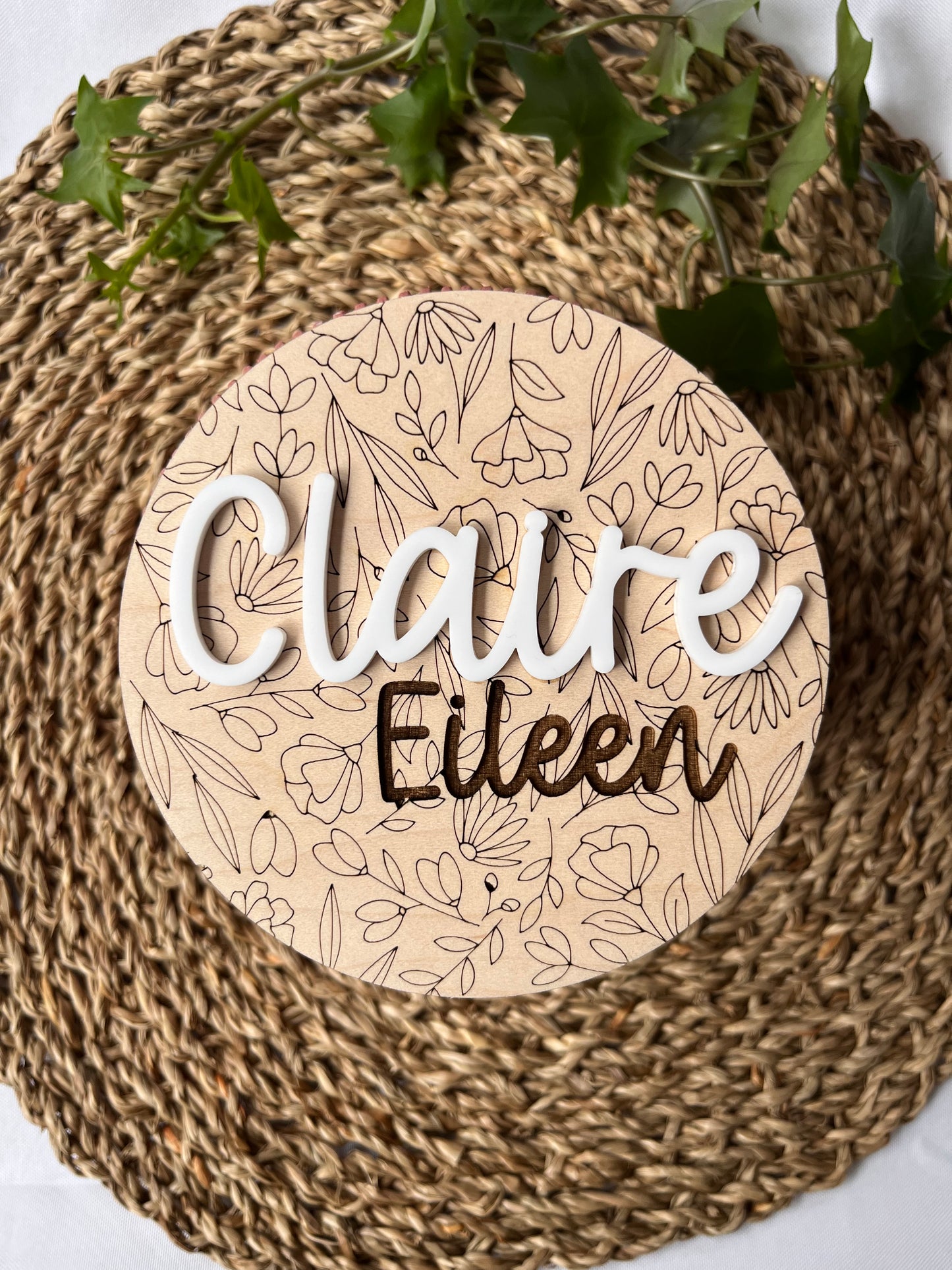 Floral Birth Announcement Sign