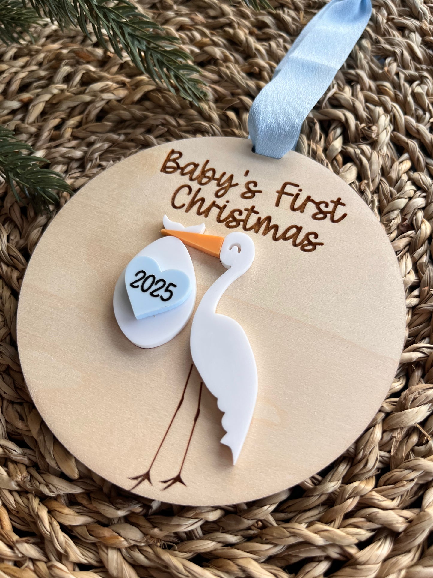 Baby's First Christmas Stork Blue