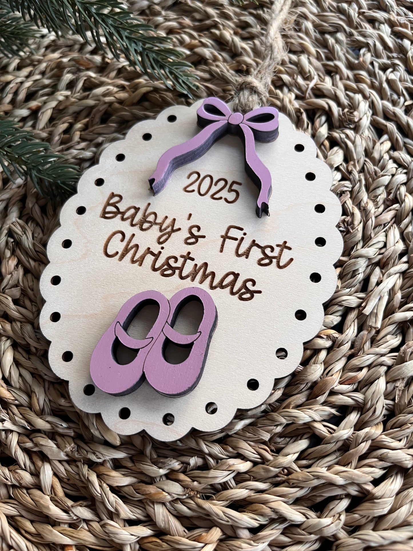 Baby's First Christmas Booties Pink