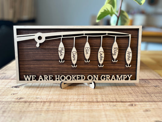 "Hooked On" Fishing Sign