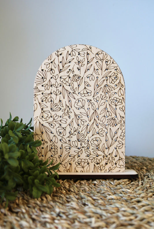Floral Engraved Earring Stand