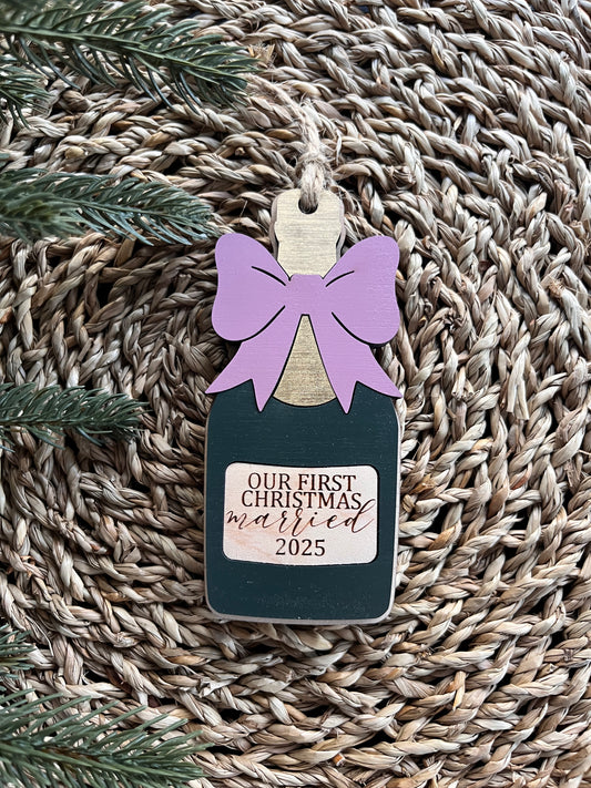 Our First Christmas Married - Champagne Bottle