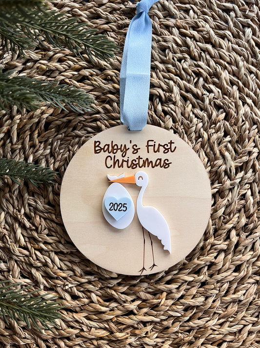 Baby's First Christmas Stork Blue