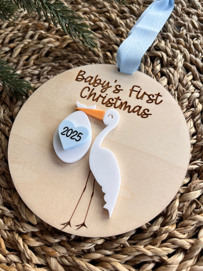 Baby's First Christmas Stork Blue
