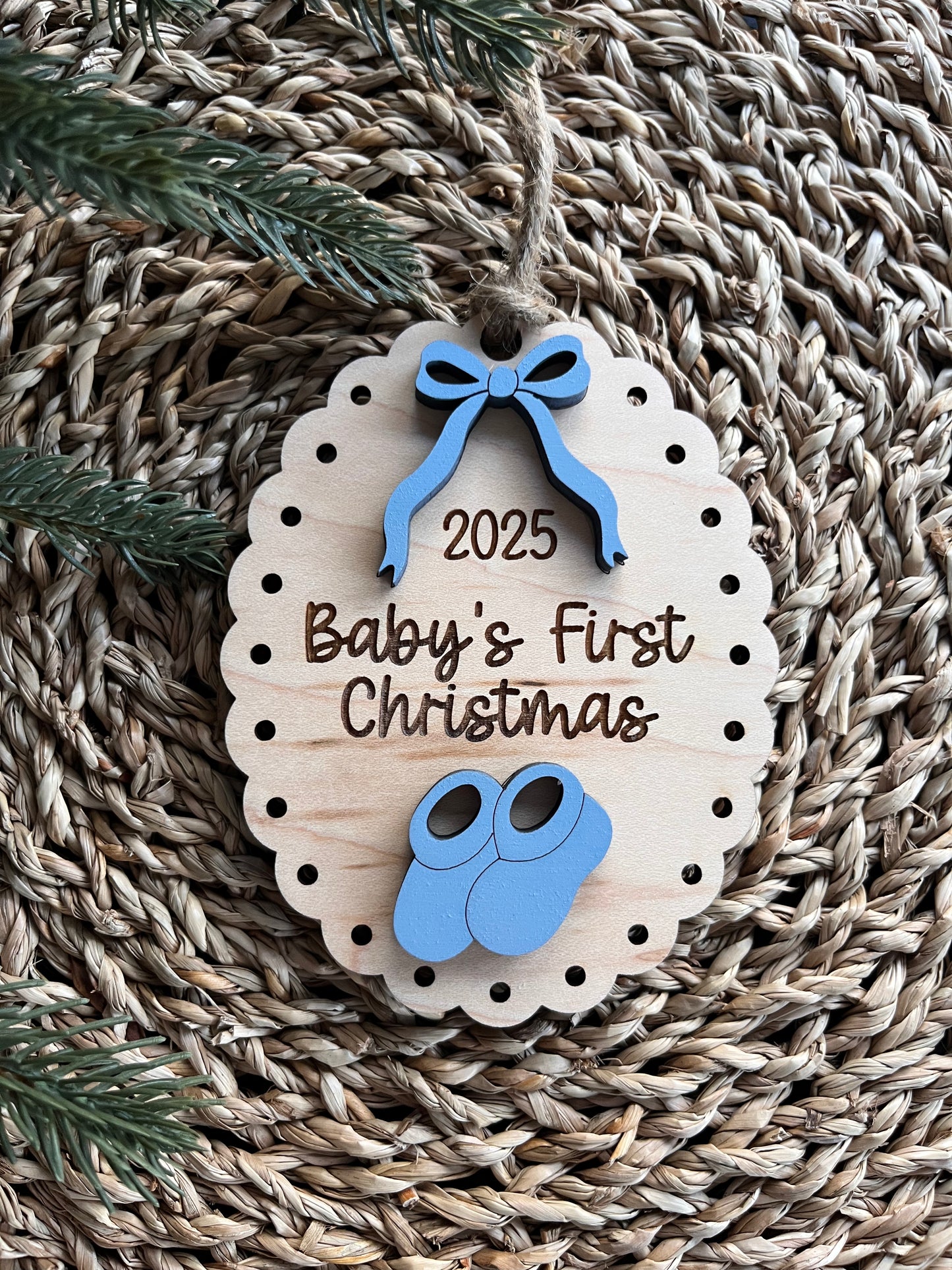 Baby's First Christmas Booties Blue