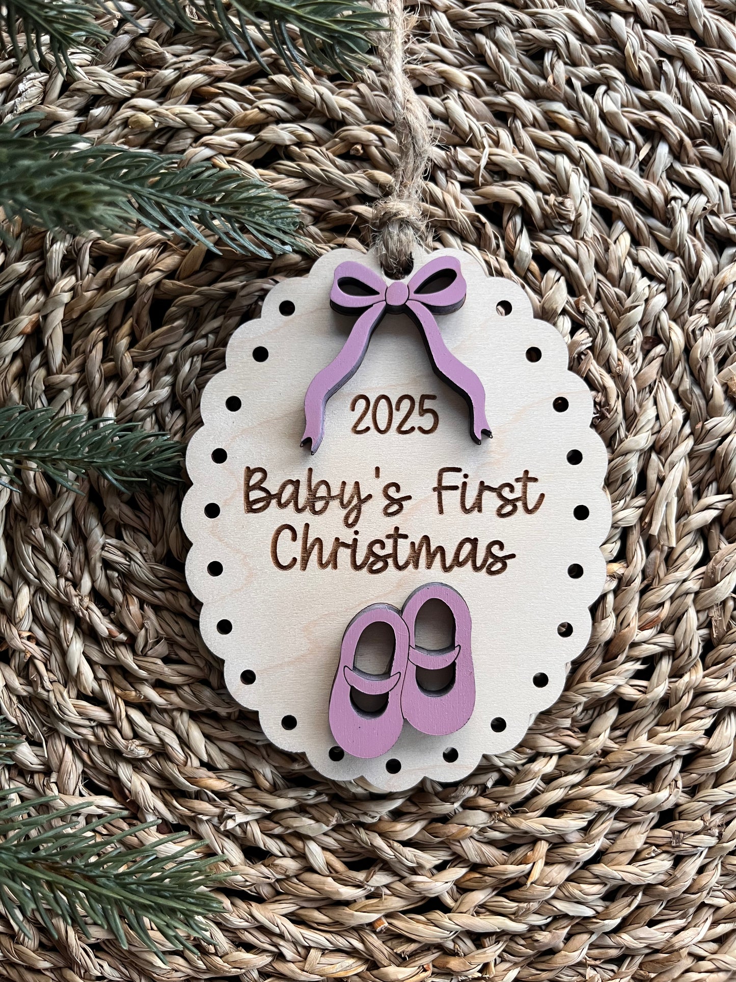 Baby's First Christmas Booties Pink