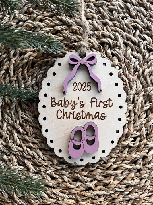 Baby's First Christmas Booties Pink