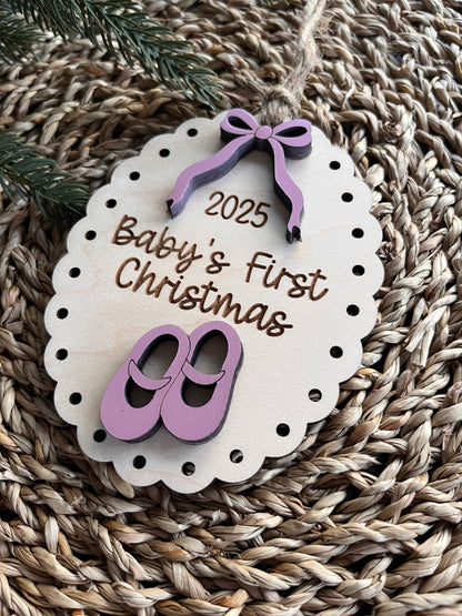 Baby's First Christmas Booties Pink