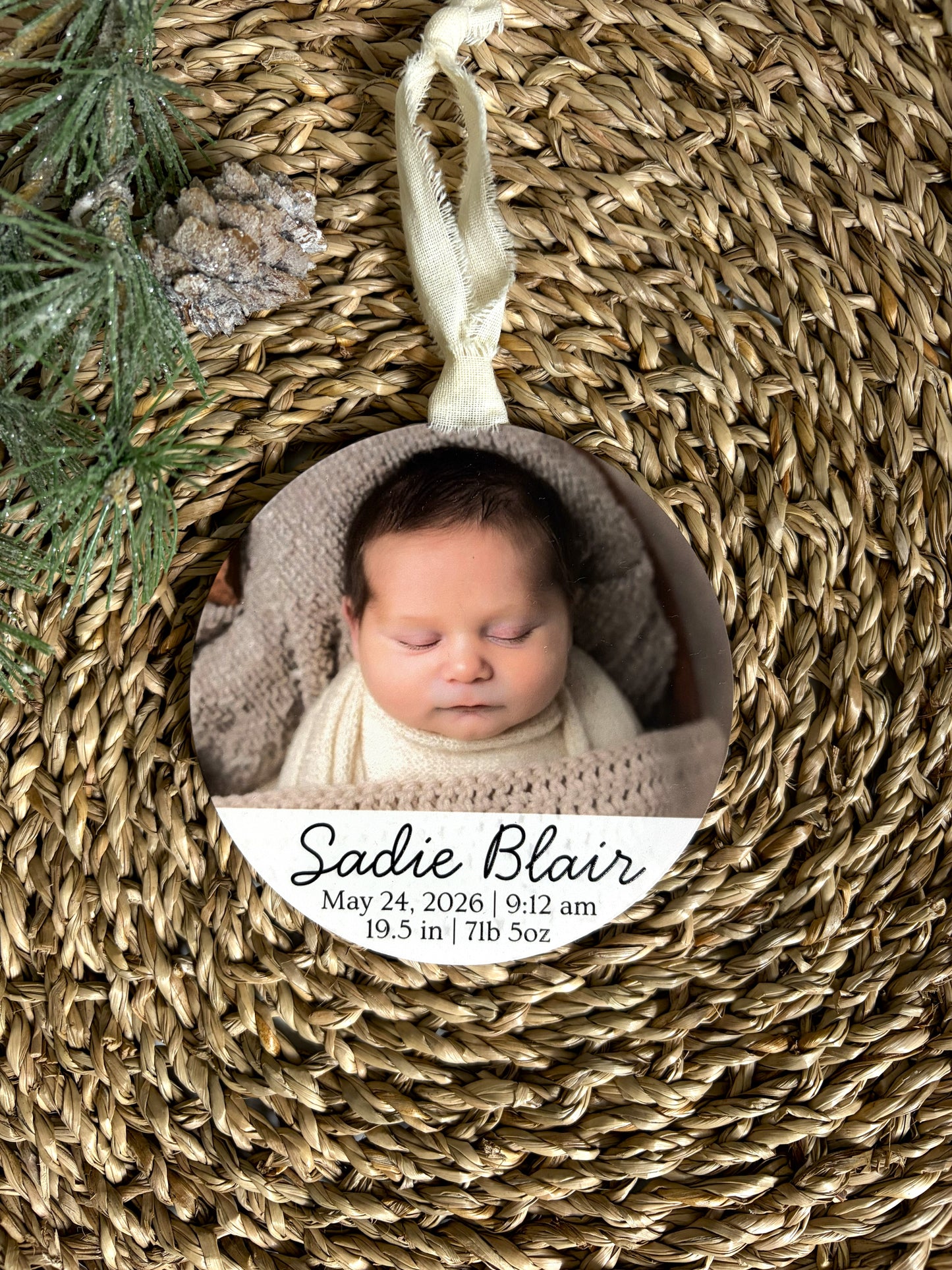 Baby Stat First Christmas Photo Ornament