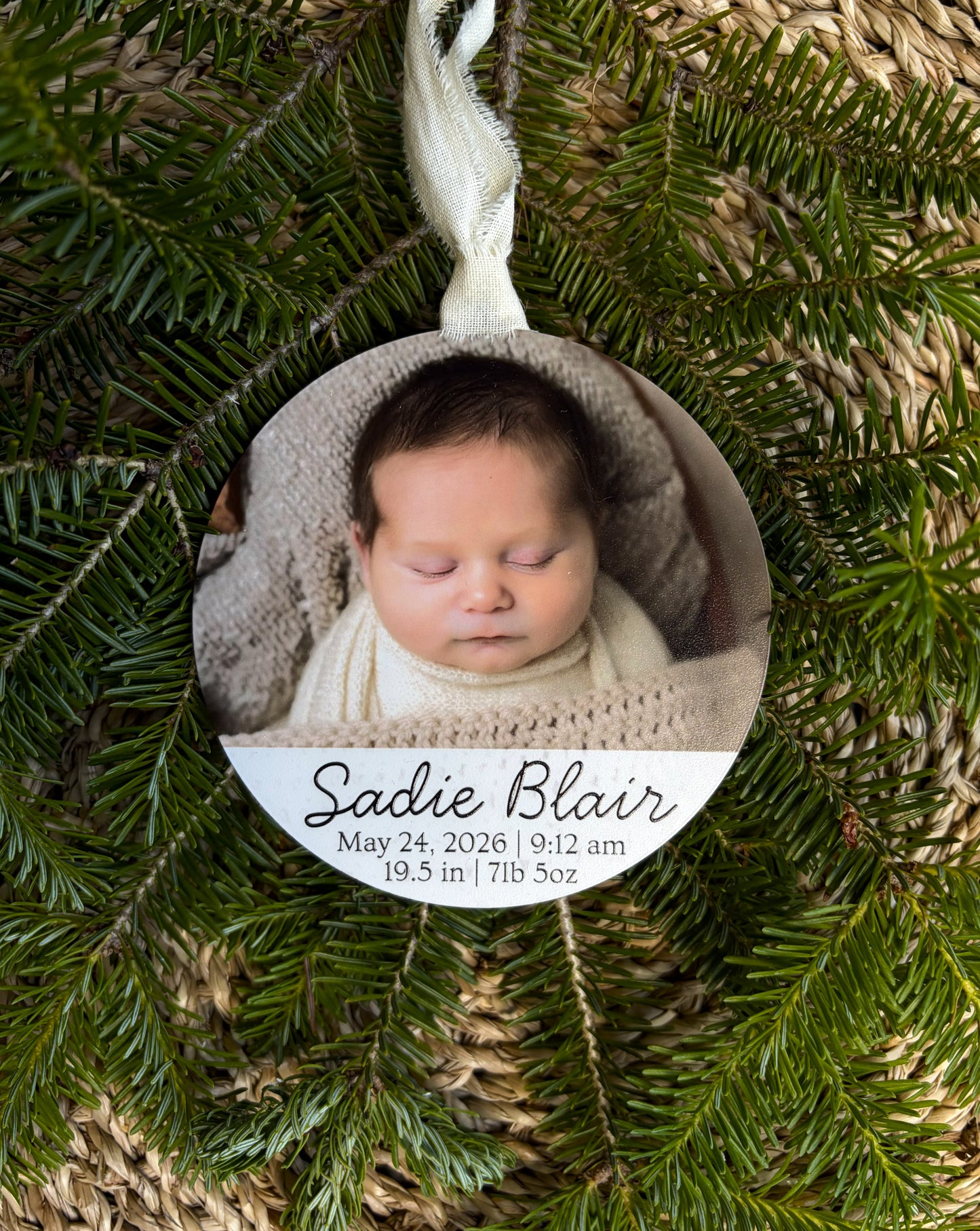 Baby Stat First Christmas Photo Ornament