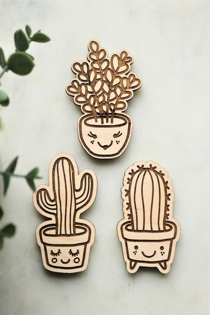 Cute Plant Face Magnet - Set of 3