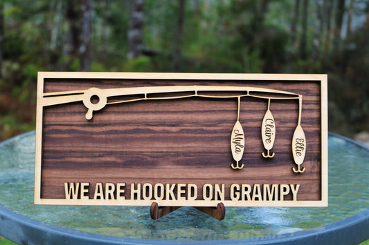 "Hooked On" Fishing Sign