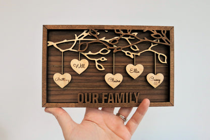 MEDIUM- Hanging Hearts Sign- 4-12 Family Members